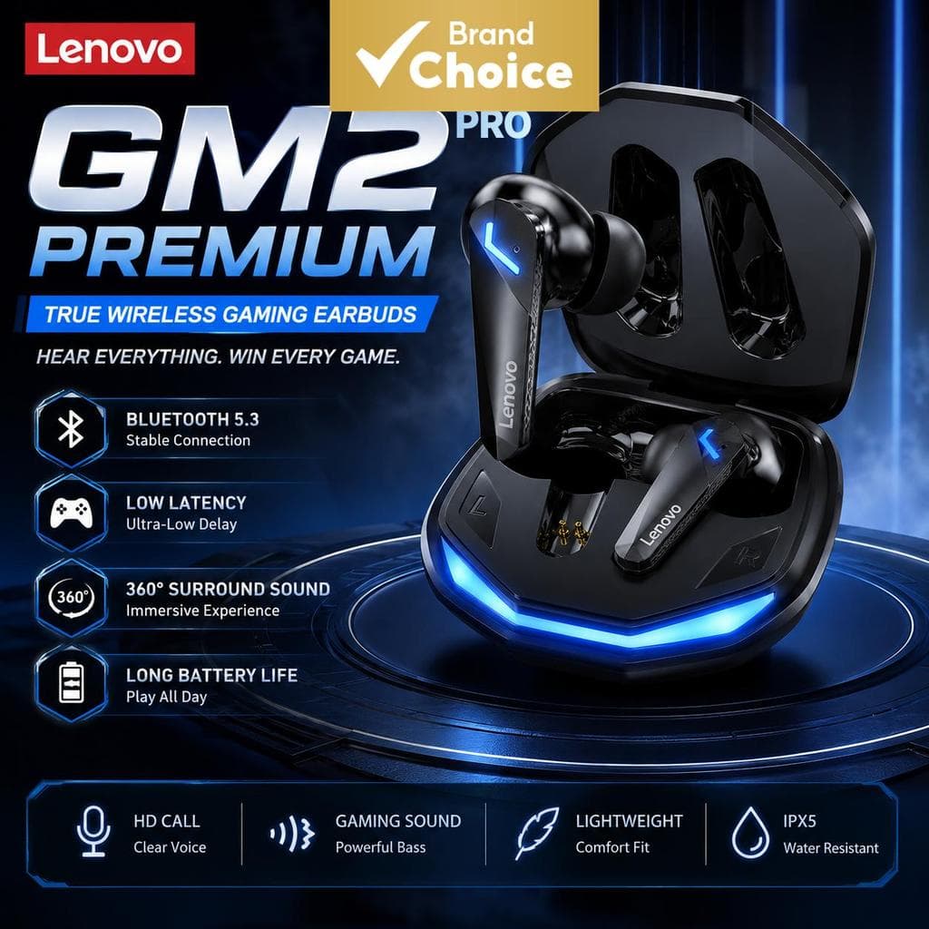 Fones de ouvido Lenovo GM2 PRO Gaming Bluetooth 5.3, fones de ouvido com baixa latência, fones de ouvido