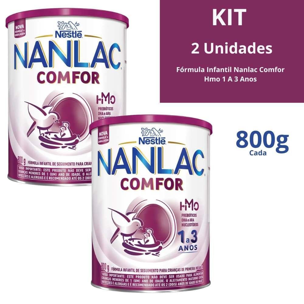 KIT 2 FÓRMULA INFANTIL NANLAC COMFOR HMO 1 A 3 ANOS 800G