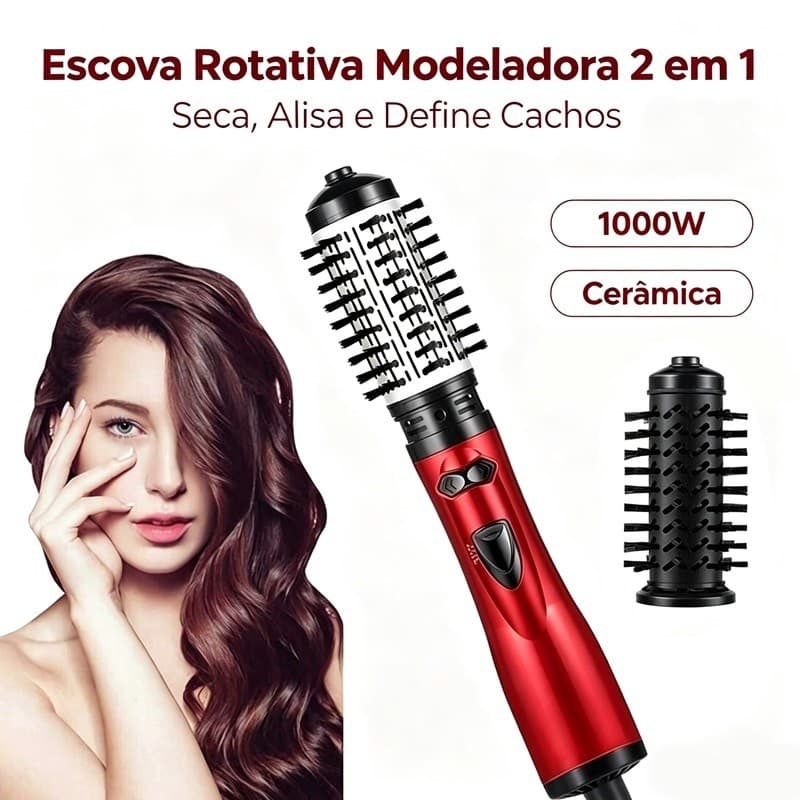 Escova Rotativa Elétrica Secador de cabelo Professinal 2 em 1--110V airer.br