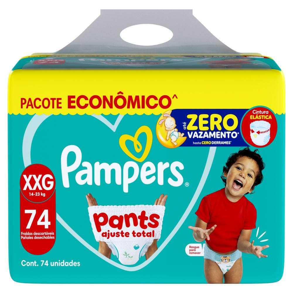 Fralda Pampers Pants Ajuste Total XXG 74 unidades Pacote Econômico