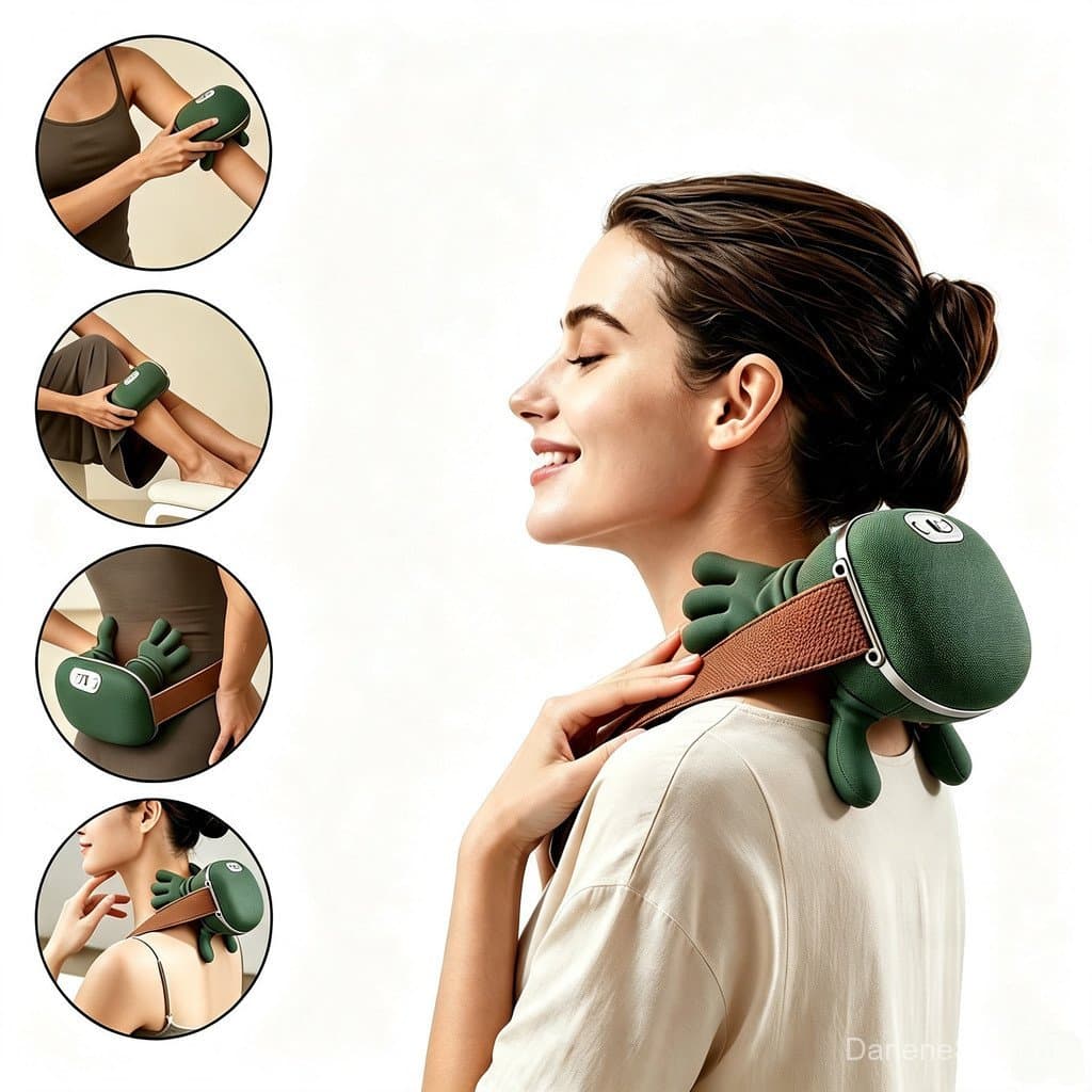 Massageador Elétrico Portátil para Pescoço e Ombros com Função de Aquecimento, Alívio da Tensão Muscular e Relaxamento C
