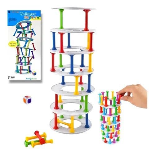 Jogo Derruba Torre Madeira Educativo Crianças Diversão Família Estratégia Habilidade Interativo