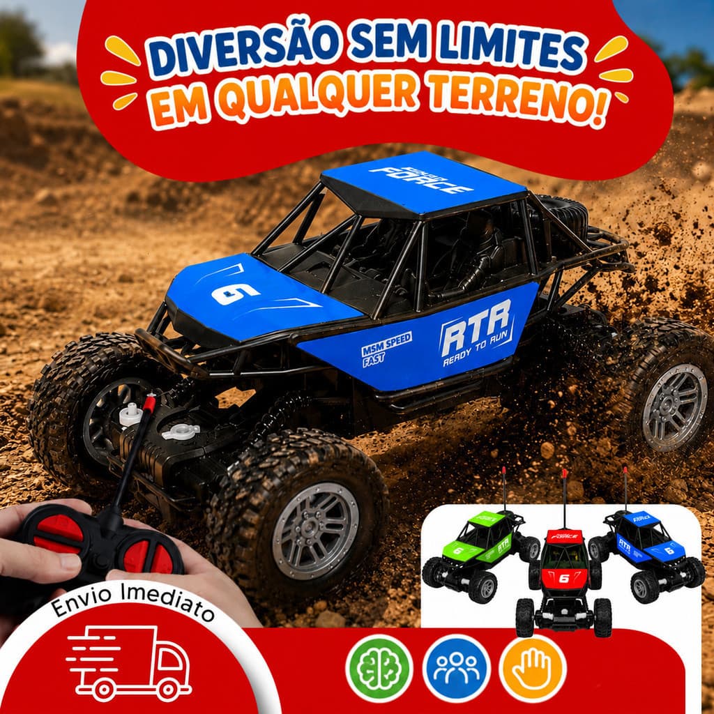 Carrinho Controle Remoto 4x4 com LED Supera Obstáculos Qualidade Premium
