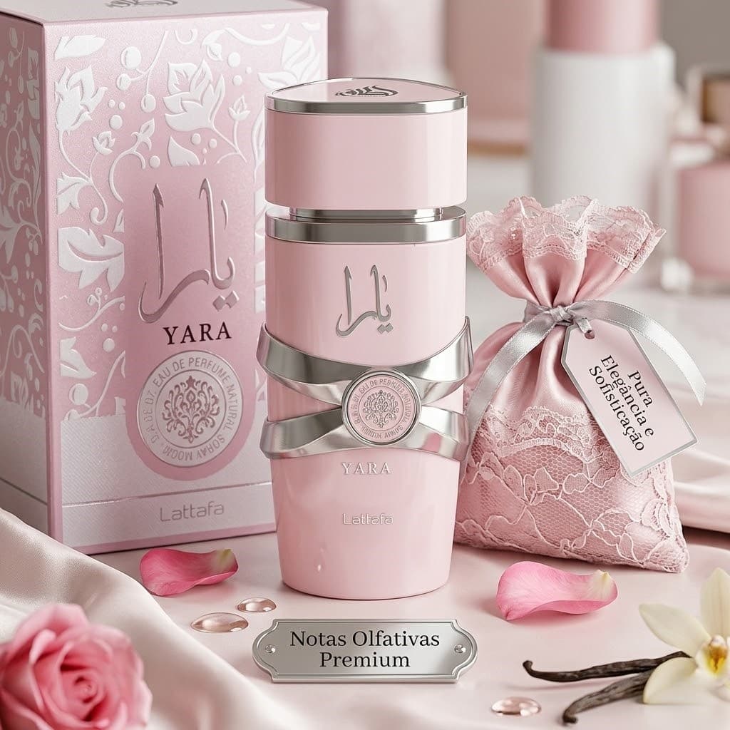 💖Perfume Árabe Yara Feminino Rosa 100ml Edp 100% Original Importado Doce Baunilha Sensual Longa Duração