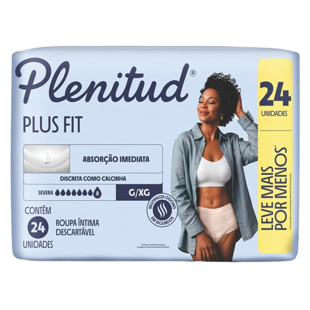 Roupa Íntima Descartável Plenitud Protect Plus Tamanho G/Xg Leve 24 Pague 22 Unidades