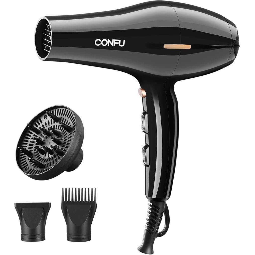 Secador de Cabelo CONFU, Secador de Cabelo Profissional Iônico para Salão com Difusor para Mulheres e Homens, Secagem 5X