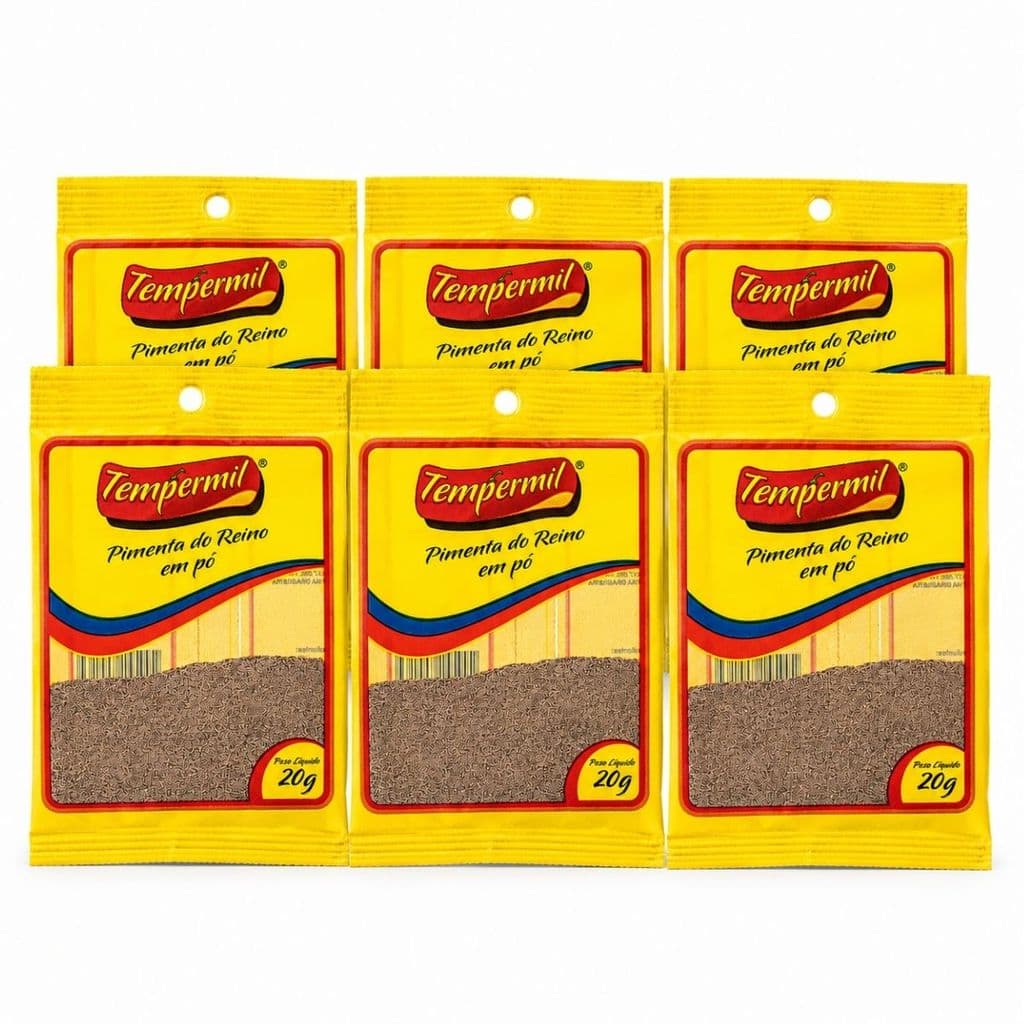 Kit 6 Temperos Pimenta do Reino em Pó Tempermil 20g para Carnes e Receitas