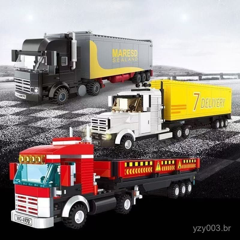 Blocos de montar Lego, 700 peças, modelo de caminhão transportador de contêineres pesados, brinquedo de montar para cria
