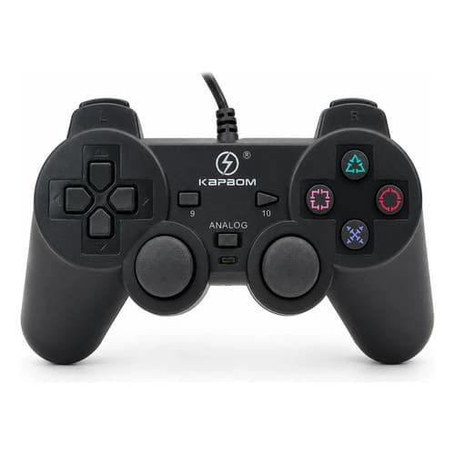 Kit 10 Controle Gamer PC USB Joystick Com Fio Dual Shock Analogico Com Vibracao para Notebook e Consoles Preto