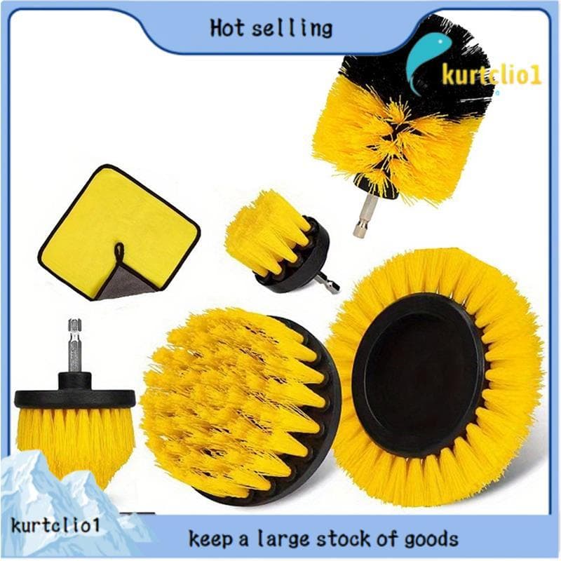 Kit De Escova De Limpeza Elétrica (7 Peças) Para Carro , Banheiro , Cozinha , Escovas Multiuso