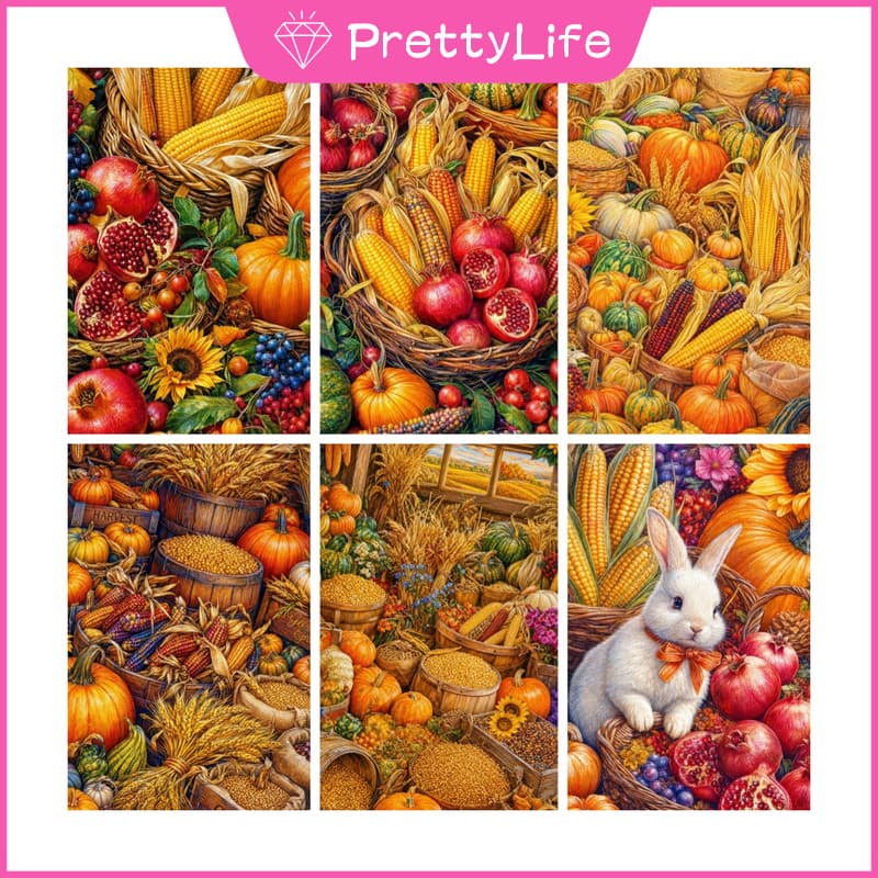 PL Outono Colheita Grãos Comida 5D DIY Pintura Diamante/A Óleo Digital Ponto Cruz De Cristal Redondo Completo Mosaico Ki
