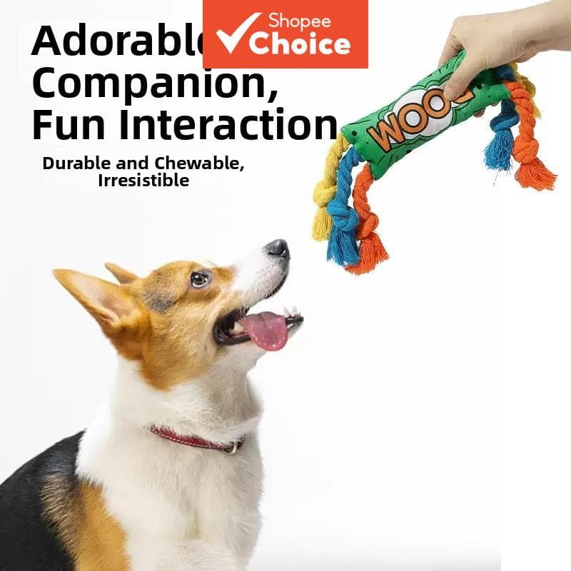 Série de Brinquedos de Nó de Corda Arco-Íris - Brinquedo de Corda Mastigável com Nó para Limpeza dos Dentes de Cachorro,