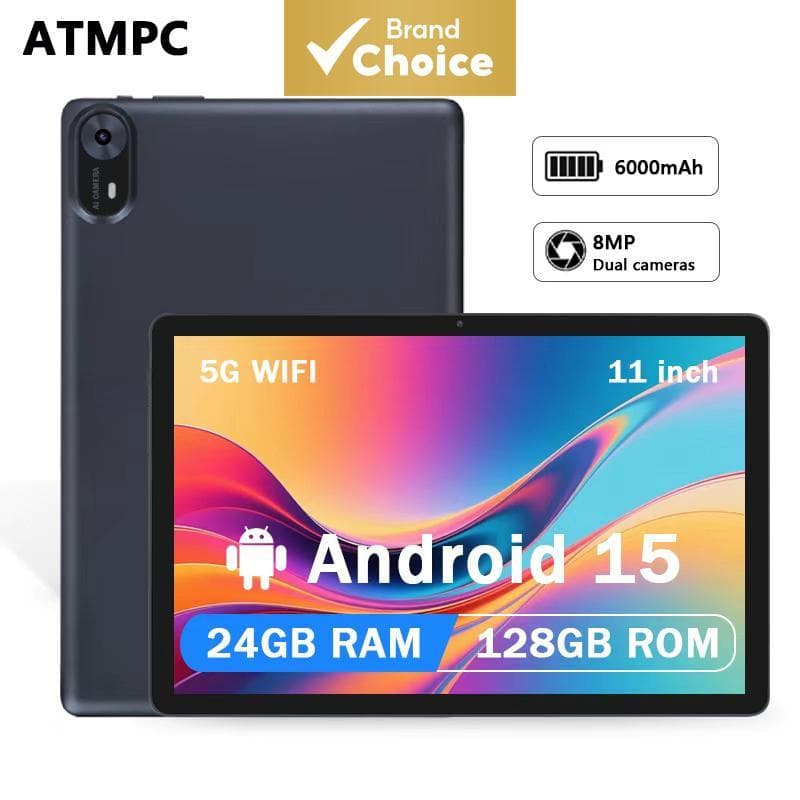 Tablet Android 15 de 11 polegadas, 128 GB de armazenamento, processador octa-core de 1,8 GHz, bateria de 6000 mAh, Wi-Fi