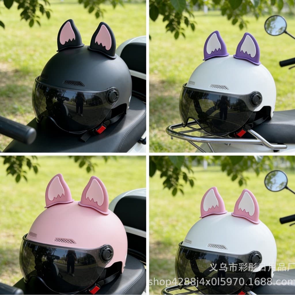 Acessórios decorativos para capacete, orelhas de raposa, acessórios para tronco de moto e scooter, criativo, personaliza