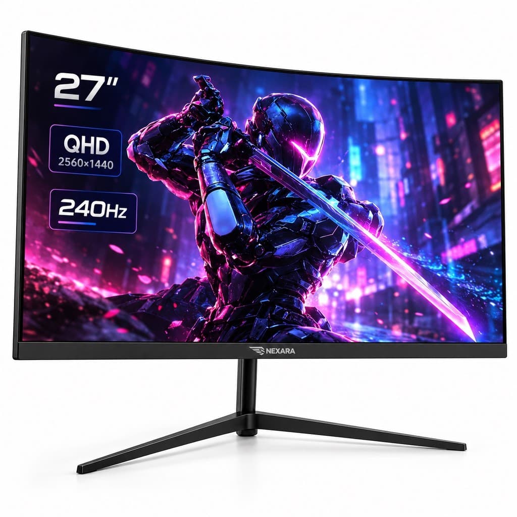 Monitor Gamer Nexara 27 Pol QHD 2K 240Hz 0,5ms GTG Curvo R1500 VA FreeSync HDMI DisplayPort N-ZXR27-240HZ