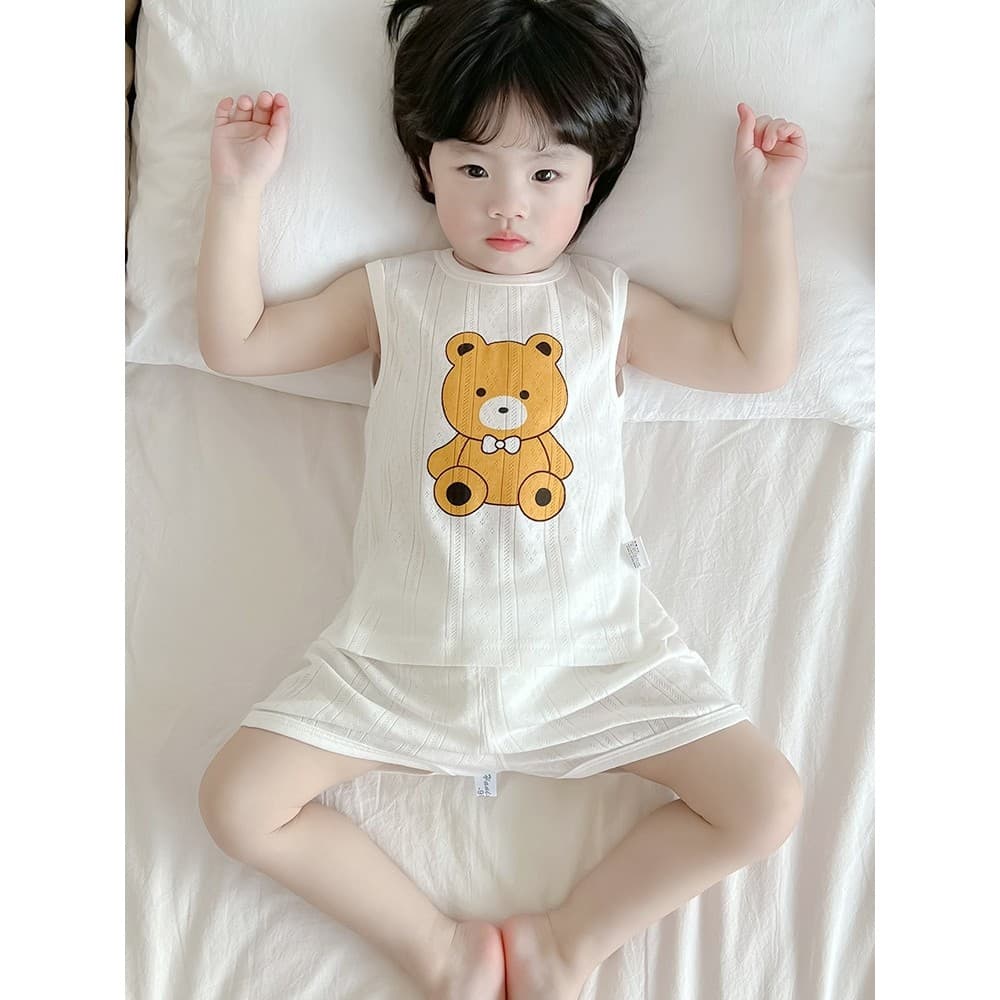 Bebê verão terno 2026 verão bebê estilo fino colete infantil sem mangas terno de duas peças menina bebê menino roupas