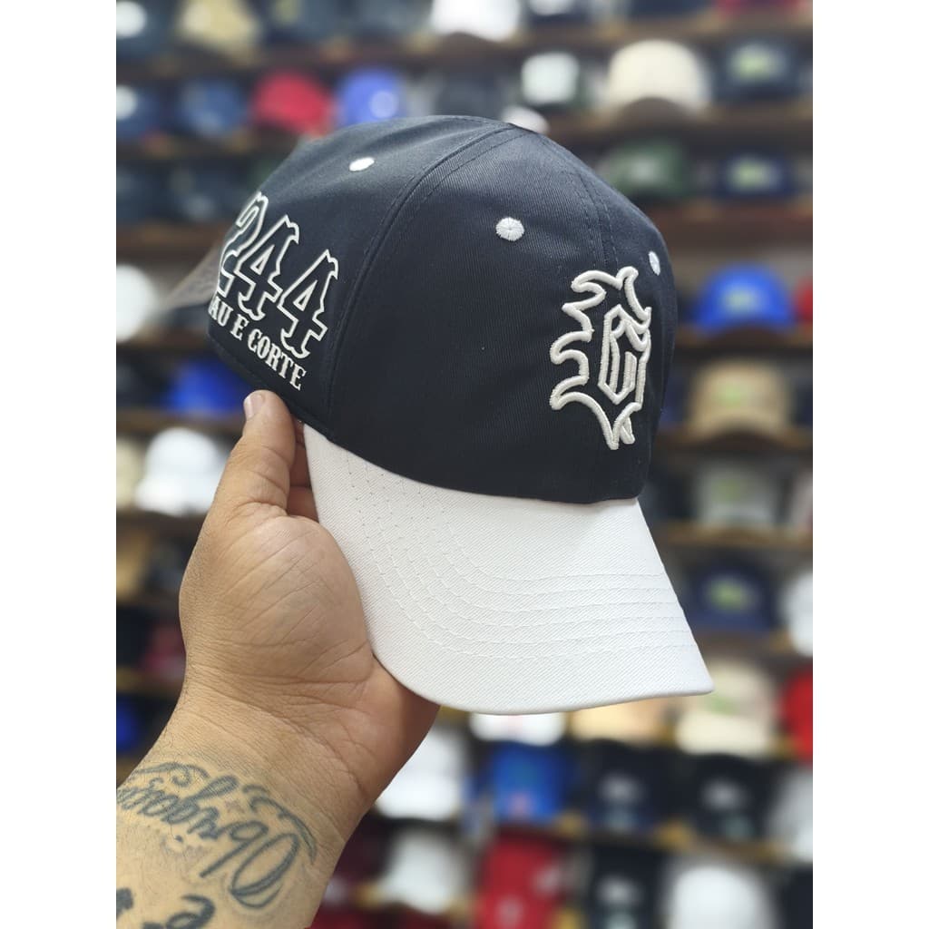 Boné Masculino DuGrau 244 Grau e Corte Fitão Aba Curva Lançamento 2025 Moda de Moto Estilo Osascorte Moto Ao Ar Livre