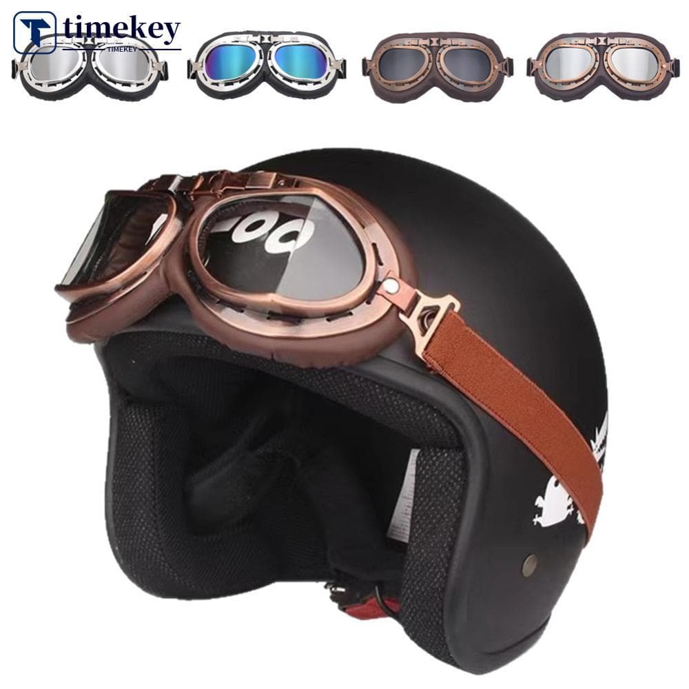 TIMEKEY Retro Óculos À Prova De Vento Da Motocicleta UV E Poeira Combinados Com Capacetes De Equitação Fora De Estrada S