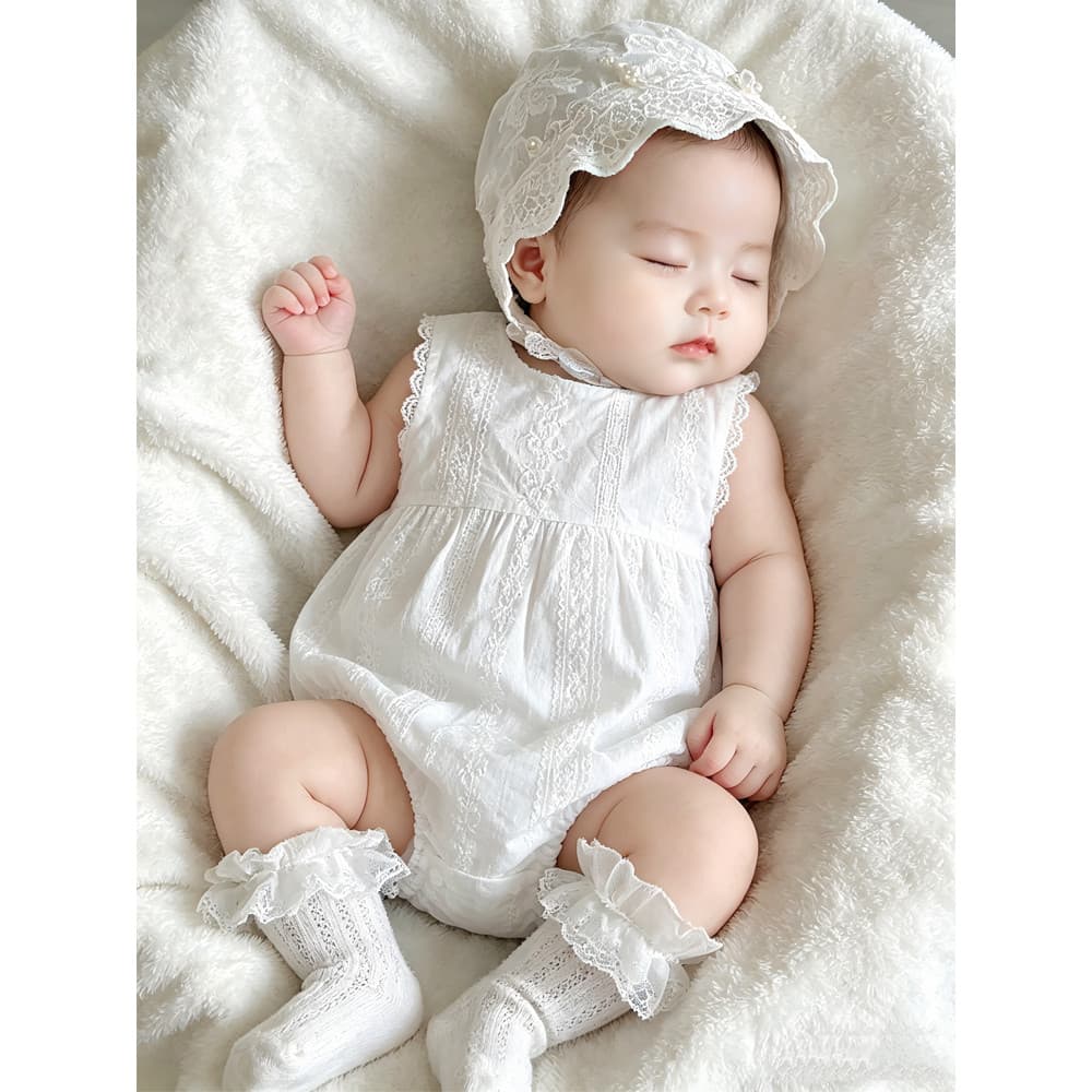 Mês inteiro roupas de bebê roupas de verão fino macacão recém-nascido branco princesa macacão bebê menina vestido macacã