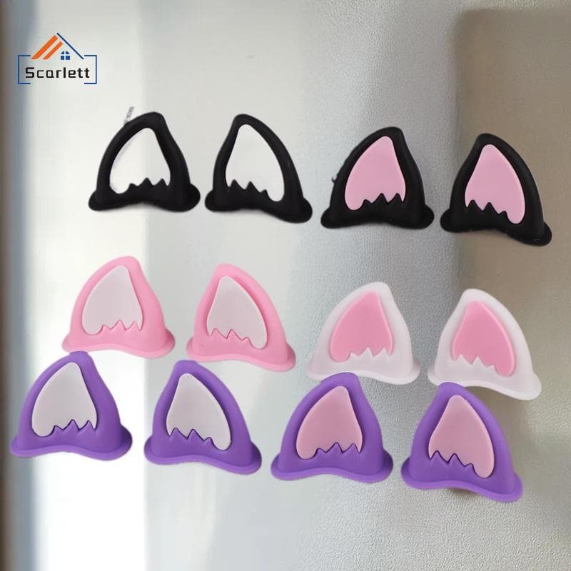 [Scarlett] Capacete De Motocicleta Decorações De Orelha De Gato Acessório Para Scooter Bicicleta Adesivo Moto Skate Cicl