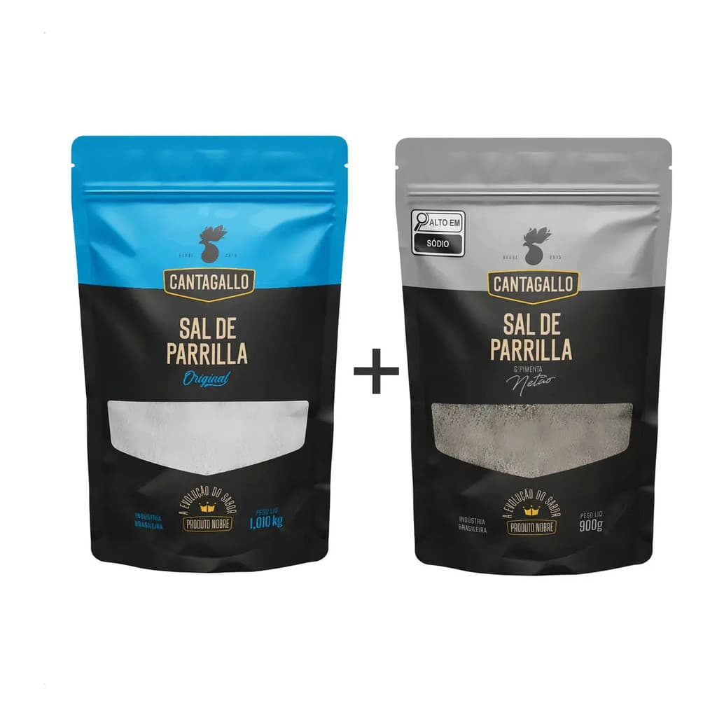 2 Sais de Parrilla Cantagallo Original e Pimenta 1kg Cada para Carnes, Churrasco e Grelhados