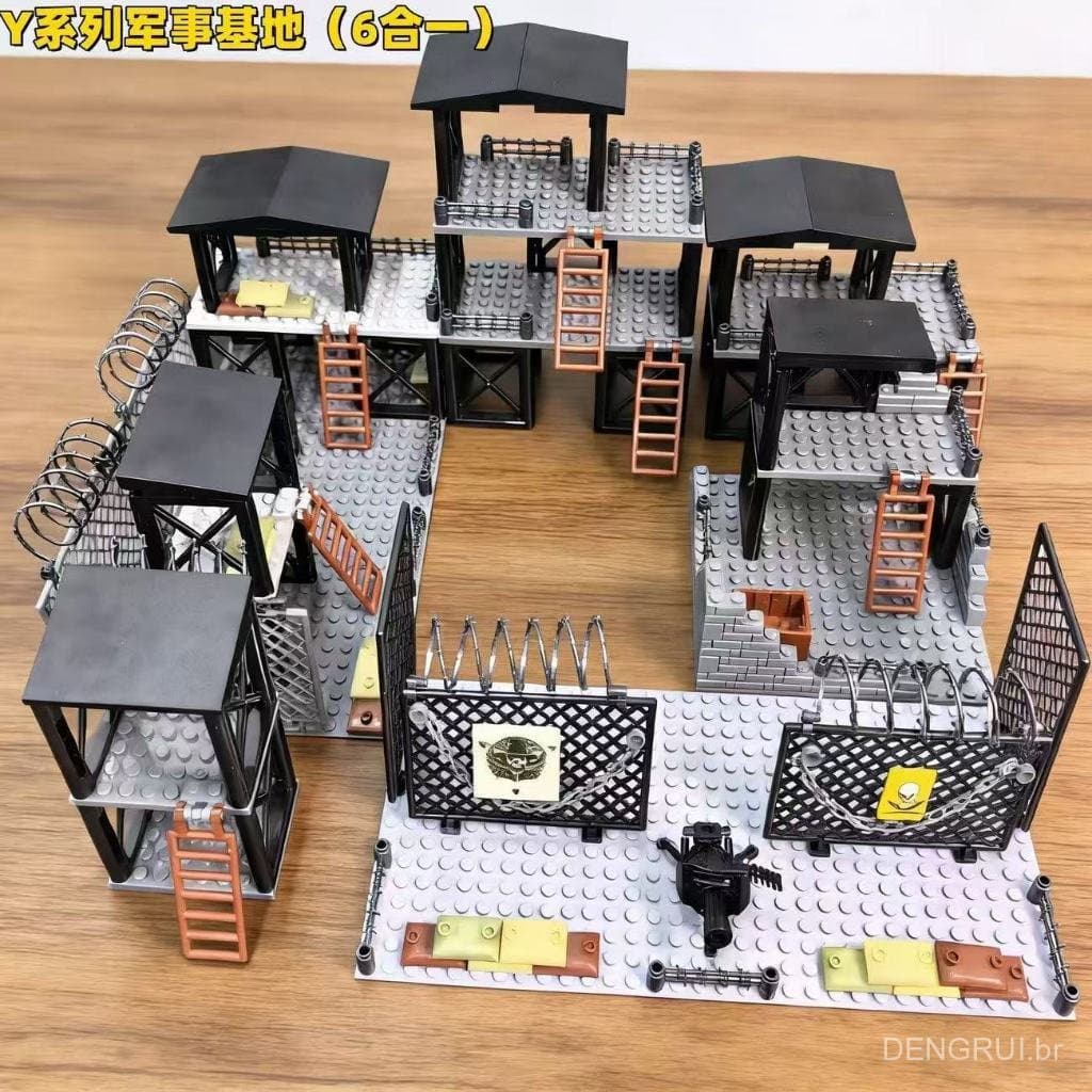 1200 peças de blocos de montar Lego, base militar, fortaleza, forças especiais, brinquedo montável, presente para menino
