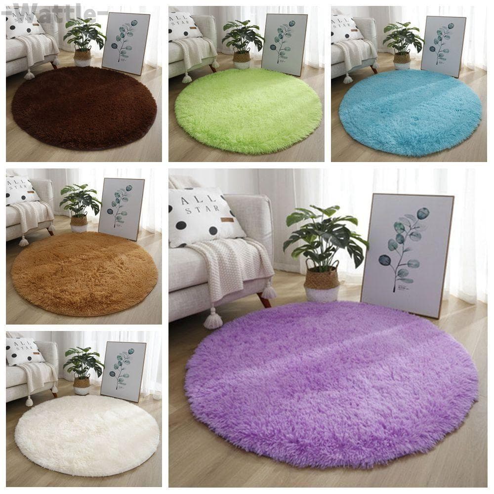 Tapetes De Sala De Estar WATTLE , Tapete Redondo Antiderrapante Espesso De Pelúcia Macio De Cor Sólida De 40 Cm