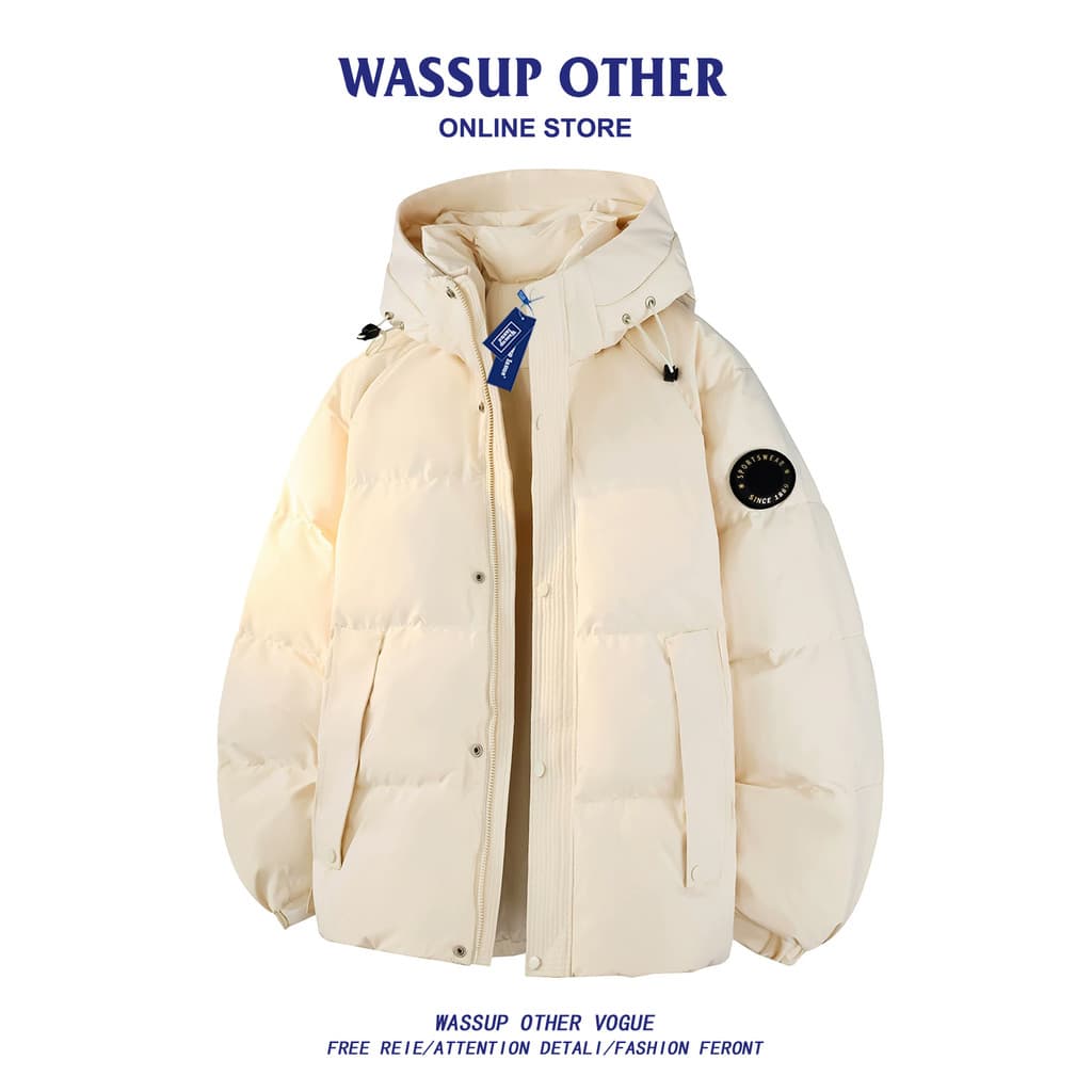 WASSUP OUTRO American Street Wear Workwear Jaqueta Masculina Leve Casal de Inverno Engrossado Parker Jaqueta Masculina