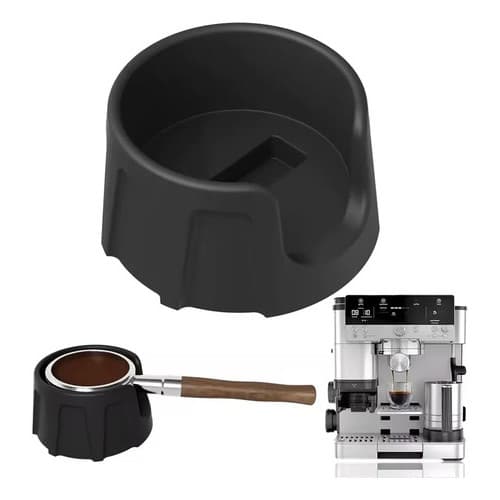 Suporte Para Porta-Filtro de Cafeteira Expresso Base Para Compactação de Café Lavável em Silicone Preto
