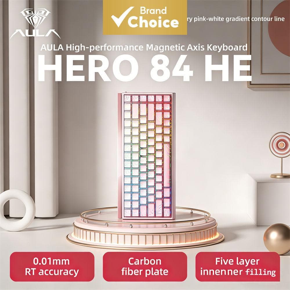 Teclados AULA HERO 84HE com teclado mecânico com fio para jogos, iluminação RGB com ritmo musical, switches magnéticos,