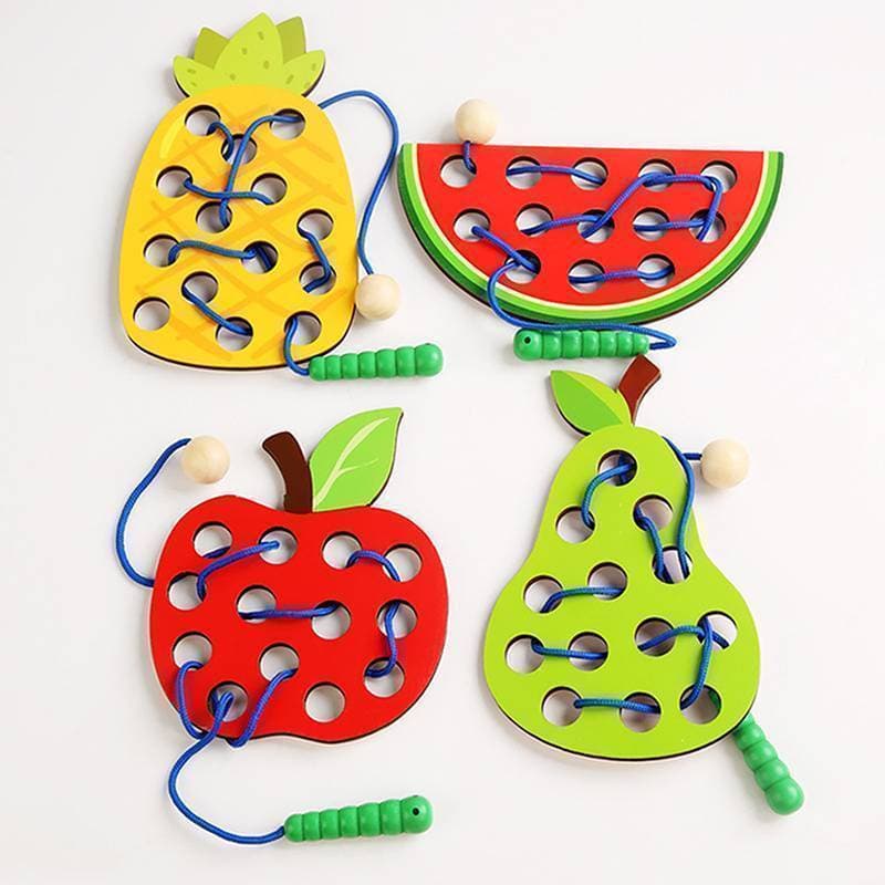 xinghernew Laço Rosqueamento Brinquedo Comer Frutas Jogo Habilidades Motoras Finas Brinquedos Educativos Para Crianças P
