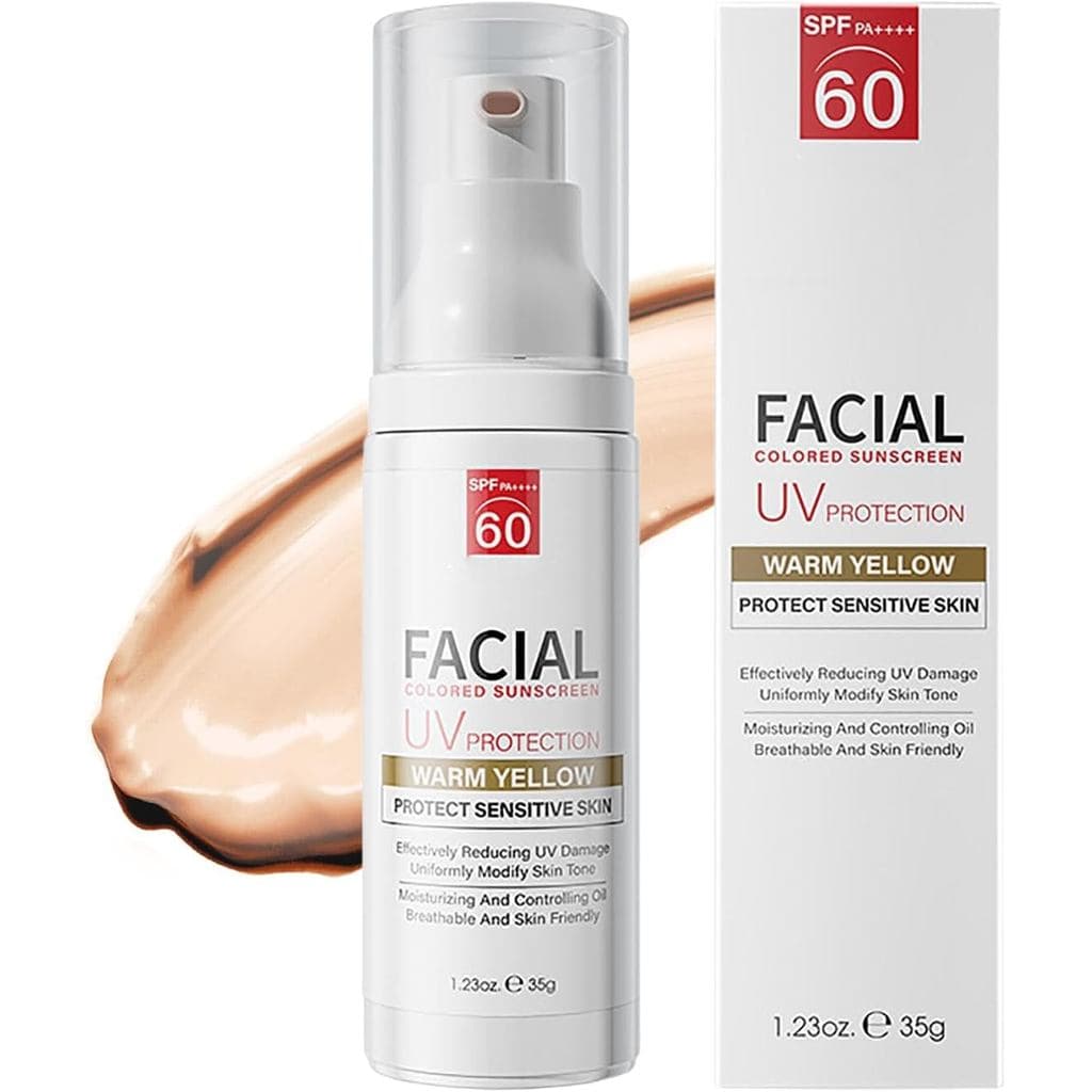 Protetor Solar Facial com Cor FPS60, Hidratante Facial com Cor FPS60 para Pele Sensível, Protetor Solar Facial Diário co