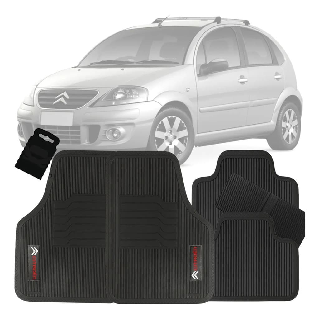 Tapete Automotivo Universal Borracha C3 2003 2004 2005 2006 2007 2008 09 10 11 12 13 14 15 16 17 18 19 20 21 22 23 24 25