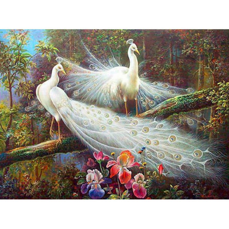 Venda quente-DIY Pintura Diamante Cheio de Diamante Pavão Branco 5D Pintura Diamante Decoração de Casa Pintura Sala de E
