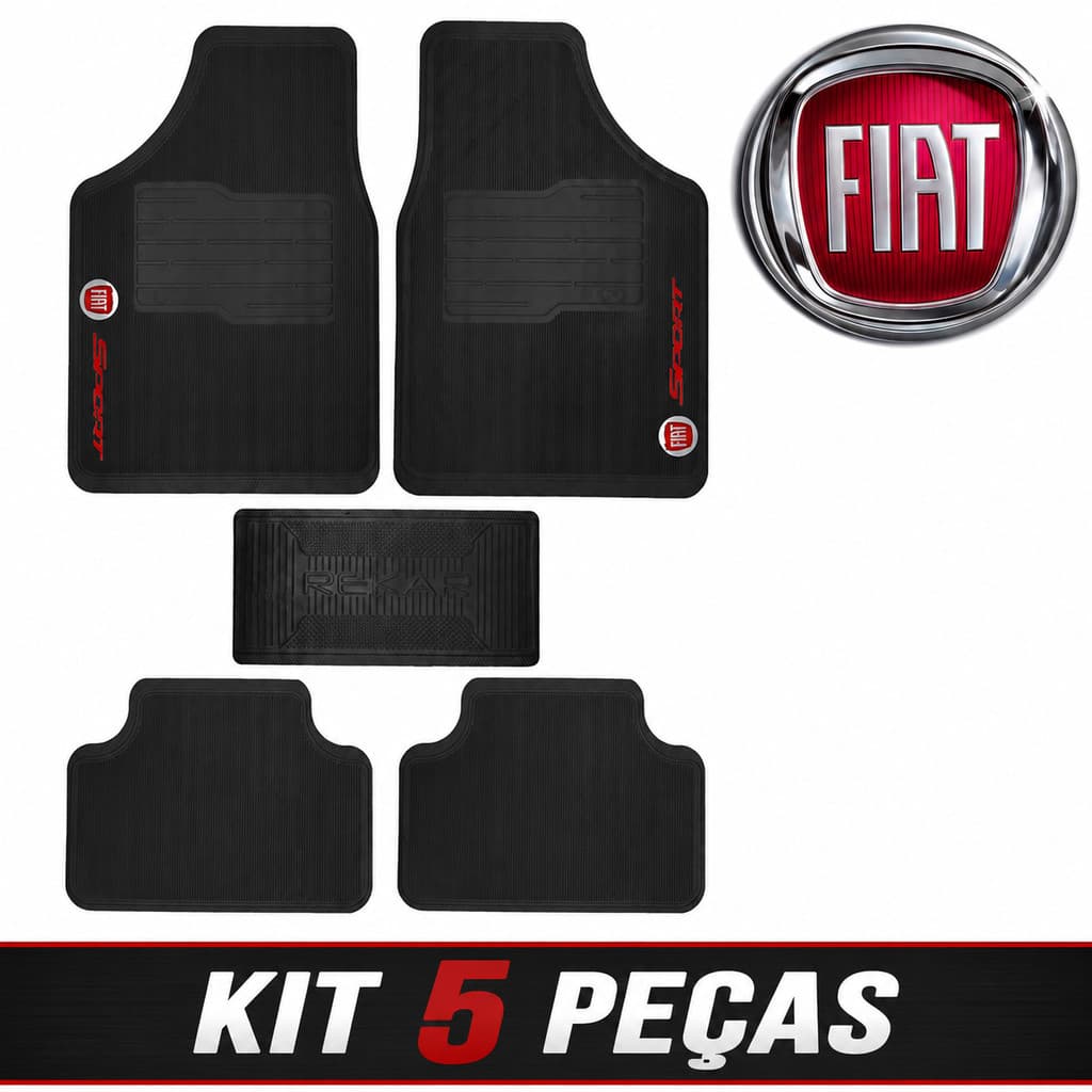 Tapete Fiat 5 Peças Borracha Automotivo Carro Palio Uno Argo Siena Mobi Punto Toro Cronos Doblo