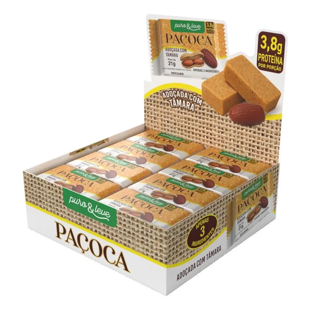 Doce De Amendoim Saudável Com Tâmara 24 Barrinhas - Energia Pré-Treino Super Cremosa E Saborosa