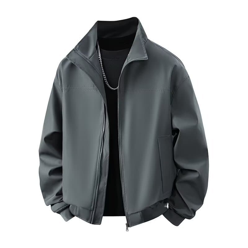 Jaqueta masculina solta primavera outono Retro lapela blusão simples bonito cor sólida zíper Cardigan jaqueta masculina 