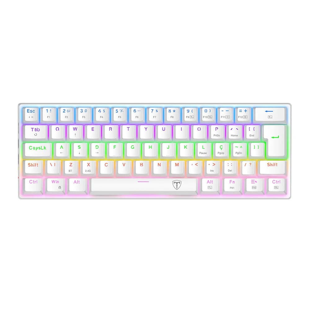TECLADO MECANICO GAMER ARENA PRO BRANCO RAINBOW DUST-PROOF BROWN T-TGK321W PRO-BR PT
