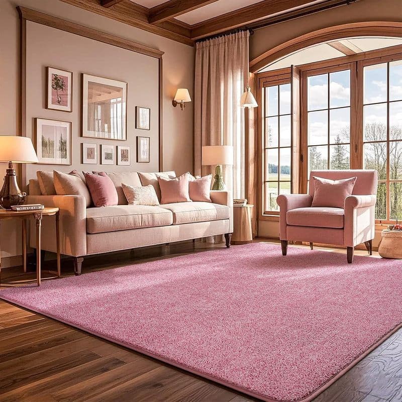 Tapete Grande De Área Lavável 6x9 Para Sala De Estar , De Espuma Viscoelástica Rosa , Tapetes Fofos Antiderrapantes Meni