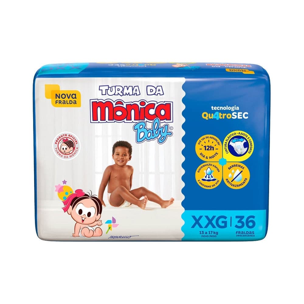 Fralda Descartável Turma da Mônica Baby Mega XXG 36 Unidades