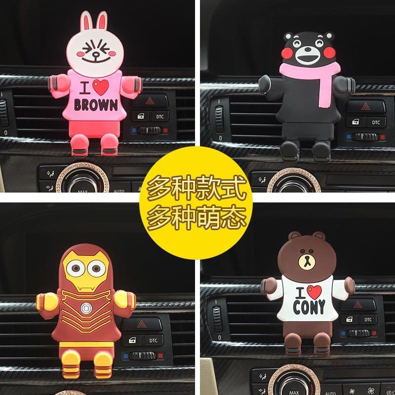 Novo Interior do carro criativo dos desenhos animados bonito suporte do telefone móvel saída de ar do carro navegação su