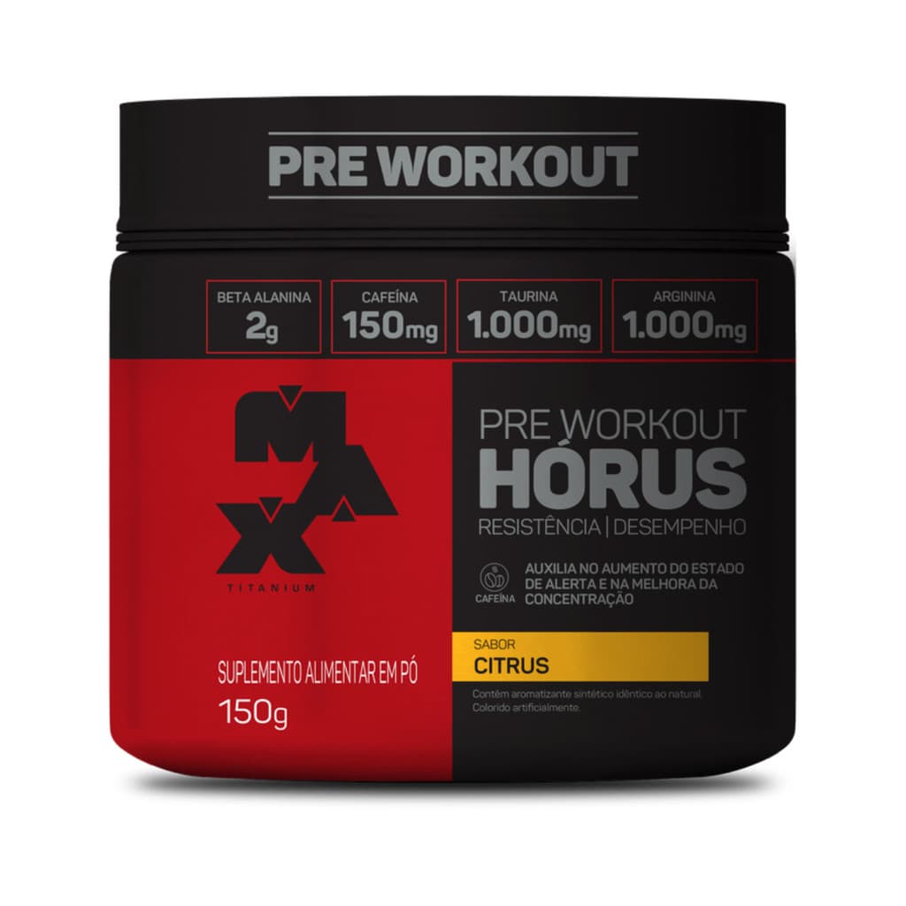 Horus Pré treino Max Titanium 150g com Cafeína Beta Alanina