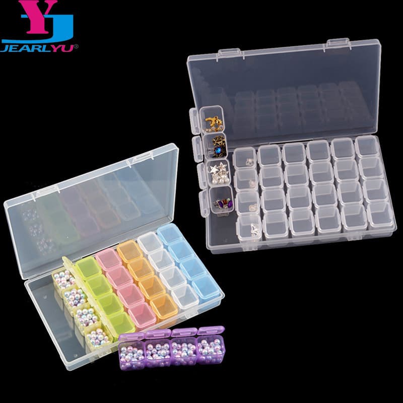 Caixa de armazenamento de peças de unhas Wearable armazenamento de unhas 28 grade jóias diamante caixa de ferramentas co
