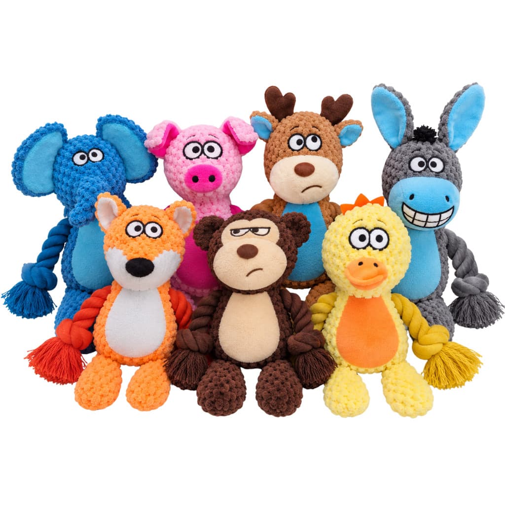 Brinquedo Interativo Pet Filhote Cachorro Pequeno Pelúcia com Apito e Braços de Corda