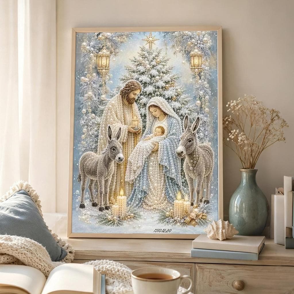 Kit De Pintura Diamante Natividade 5D DIY Jesus Pérola Arte Conjunto Religioso Cristão Natal Decoração Da Parede Para Ca