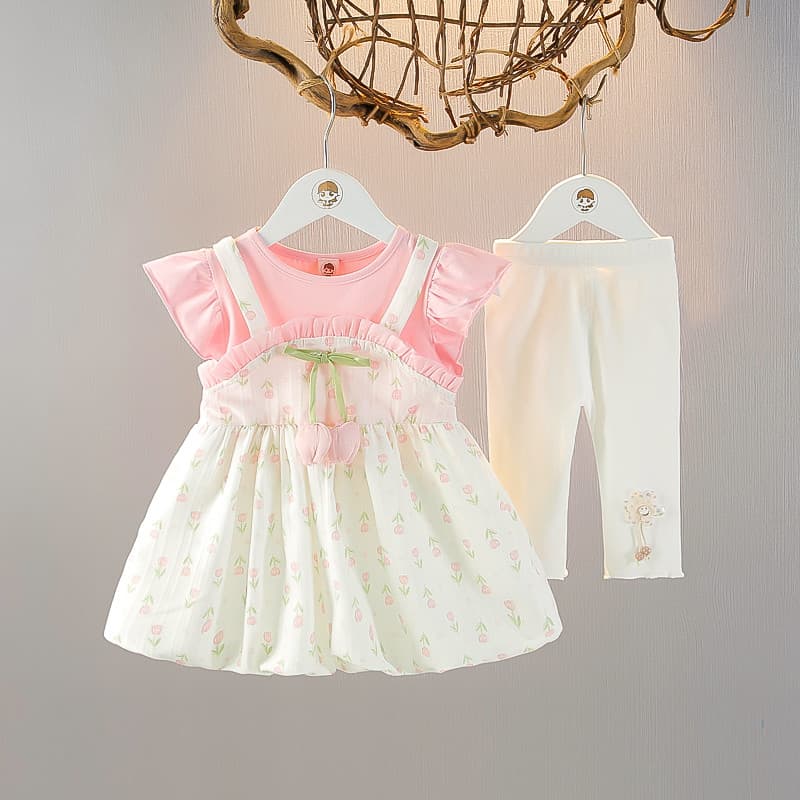 Estilo ocidental bebê menina terno roupas de verão 2026 novo estilo roupas de bebê meninas roupas de verão princesa saia
