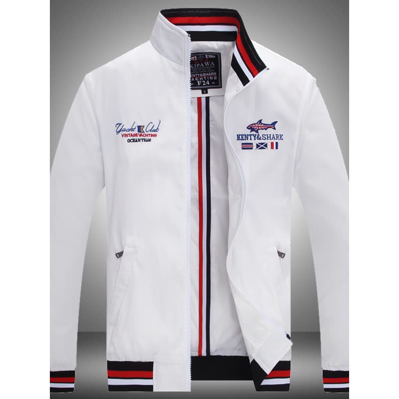 Primavera outono Kendi tubarão jaqueta masculina gola de negócios Casual jaqueta masculina bordado solto tamanho grande 