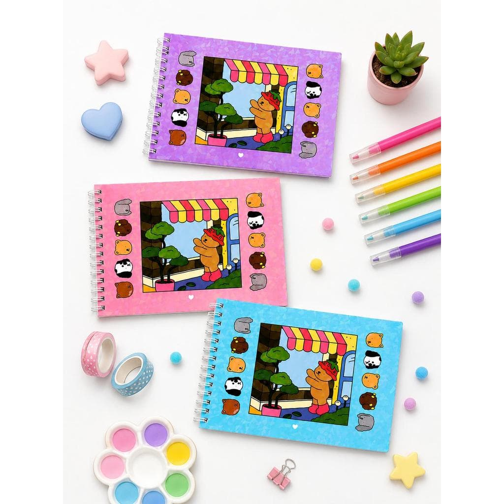 Kit 3 Livros de Colorir Cute Kawaii Espiral Infantil