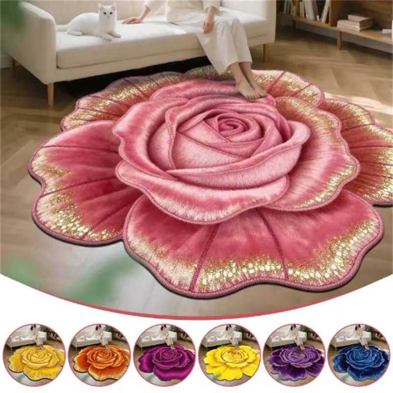 Multi-Tamanho Antiderrapante Tapete Nórdico Sala De Estar Decoração Flor Forma Grande Área Redonda Vestiário Tapetes Irr