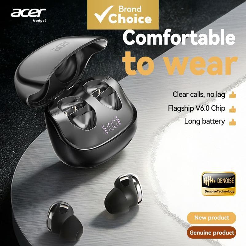Fone de ouvido sem fio Acer OHR638 USB-C, fones de ouvido Bluetooth com microfone, fone intra-auricular, peça auricular,